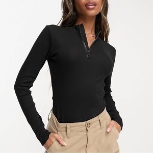 Black Zip-neck Bodysuit - Size 4